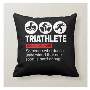 Zazzle Throw Pillow Triathlete Black 20” x 20”